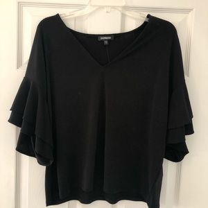 Black Express Ruffled Sleeve Top